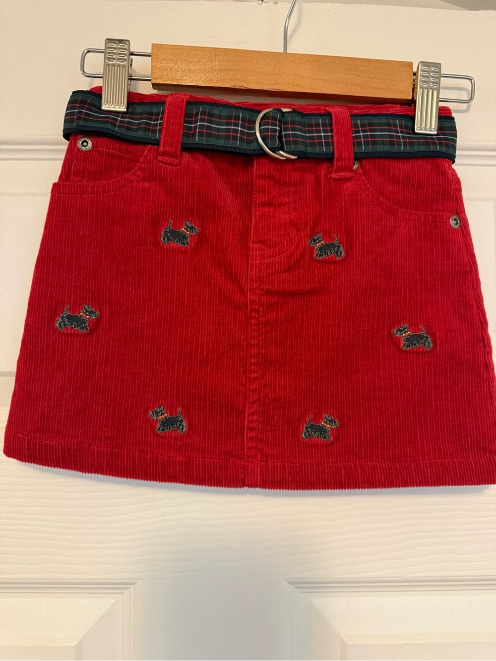 Ralph Lauren Girl’s Red Corduroy Mini Skirt with Embroidered Scotty Dogs 4T